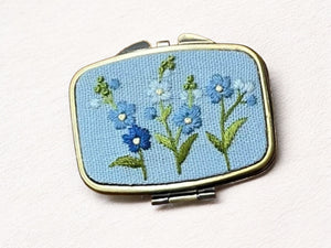 Rectangular Jewelry Box Floral Hand-Embroidered