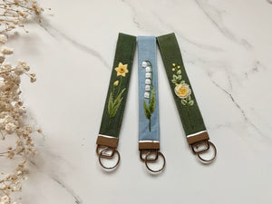 Wrist Lanyard Keychain Birth Month Flower