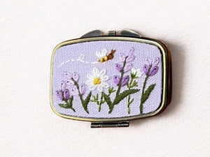 Rectangular Jewelry Box Floral Hand-Embroidered