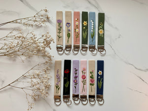 Wrist Lanyard Keychain Birth Month Flower