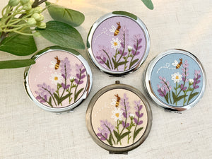 Compact Mirror - Daisy Lavender Bee