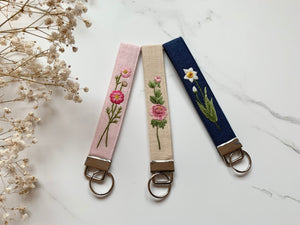 Wrist Lanyard Keychain Birth Month Flower