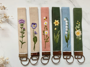 Wrist Lanyard Keychain Birth Month Flower